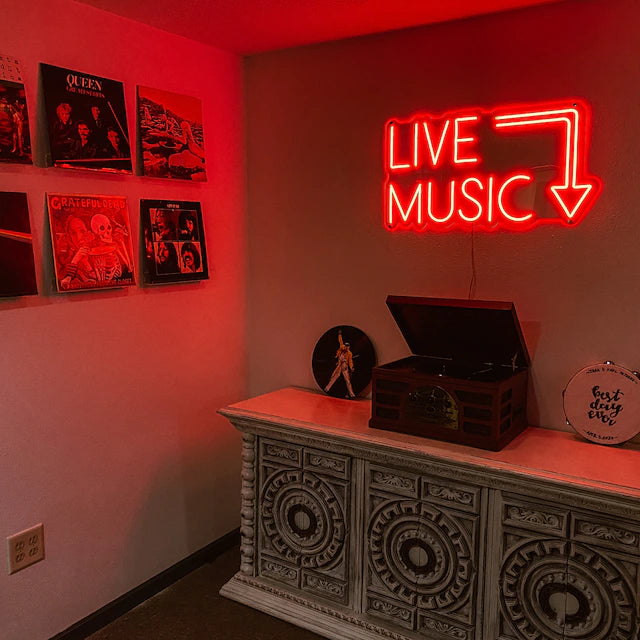 "LIVE MUSIC HERE" LED Neonschild