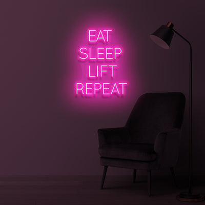 "EAT SLEEP LIFT REPEAT" LED Neonschild