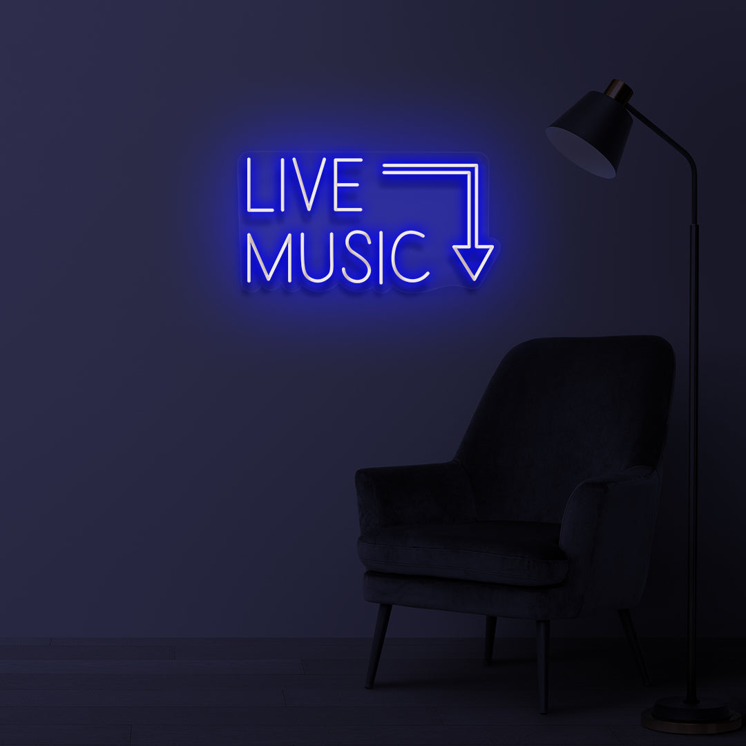 "LIVE MUSIC HERE" LED Neonschild