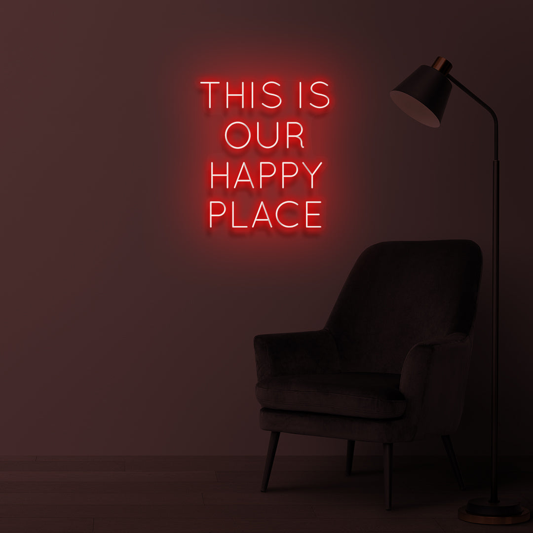 "This is Our Happy Place" LED neon shield
