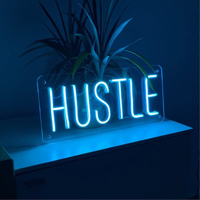 "Hustle" neon sign / box